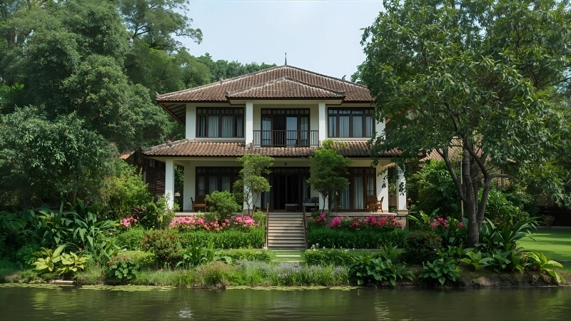 Mẫu nhà sàn ven sông thiết kế chống ngập thông minh và thẩm mỹ