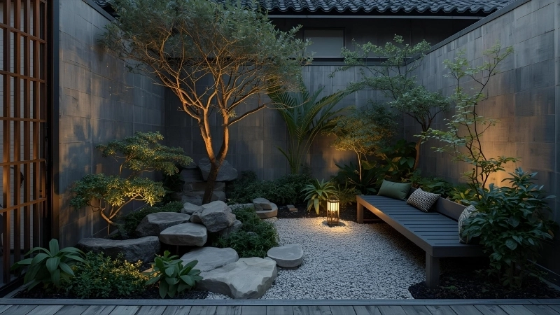 Các loại vật liệu làm tiểu cảnh phổ biến như sỏi đá và gỗ tự nhiên